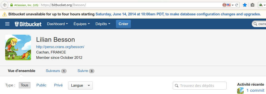 Bitbucket.org annoucing a short maintenance Maintenance on Bitbucket.org